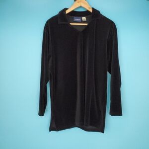Liz Claiborne Size Large Lizsport Black Velvet Blouse